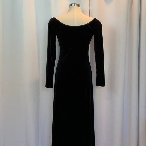 Vintage Scott McClintock TALL Black Velvet Long Sleeve Maxi Dress Women Size 14 - Picture 2 of 10